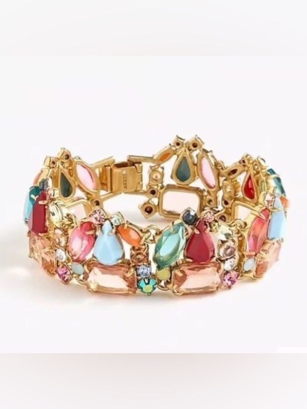 J. Crew Gold-Tone Multicolor Crystal Bracelet